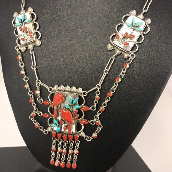 Masha Jewelry - Collectible RK Zuni Sterling Turquoise Coral